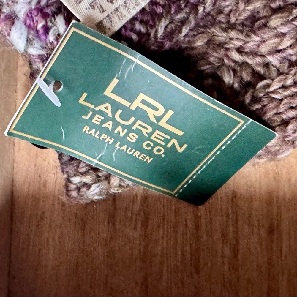 LRL Lauren Ralph Lauren Cable Knit Mittens Brown Marled Wool Blend NWT Winter Gl